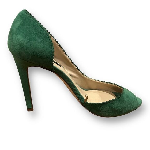 Zara Green D’Orsay Suede Open Peep Toe Pumps - Picture 9 of 14